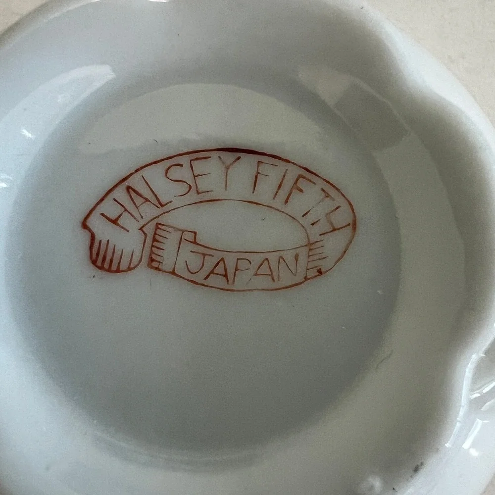 Vintage Halsey Fifth Japan Floral Porcelain Teacup Saucer Set Gold‎ Trim